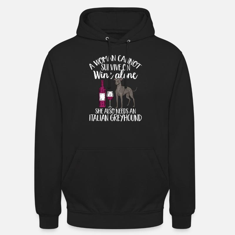 Lévrier italien Greyhound Chiens - Sweat-shirt à capuche unisexe - noir