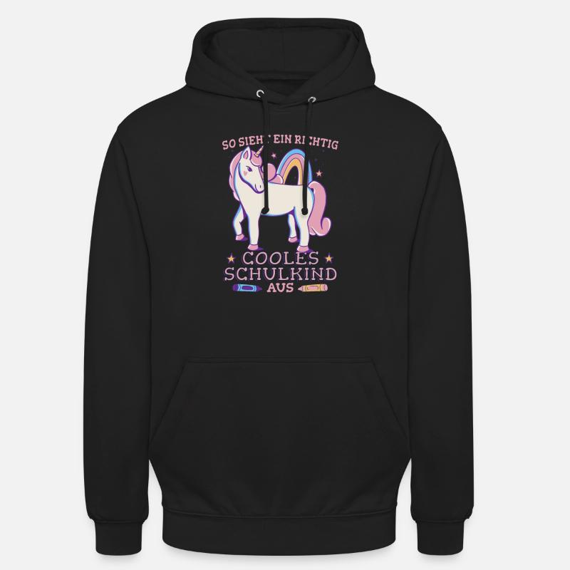 Süßes Einhorn Mädchen Schulkind - Unisex Hoodie - Schwarz