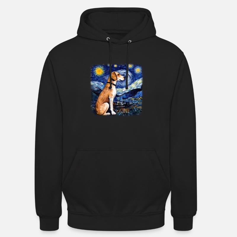 Beagle Van Gogh nuit étoilée - Sweat-shirt à capuche unisexe - noir