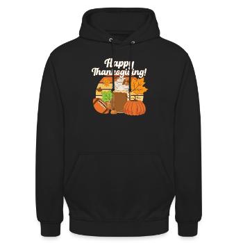 Happy Thanksgiving Tis The Season Pumpkin Spice - Unisex Hoodie - Schwarz - Vorne - Alina (178cm) & Michal (187cm)