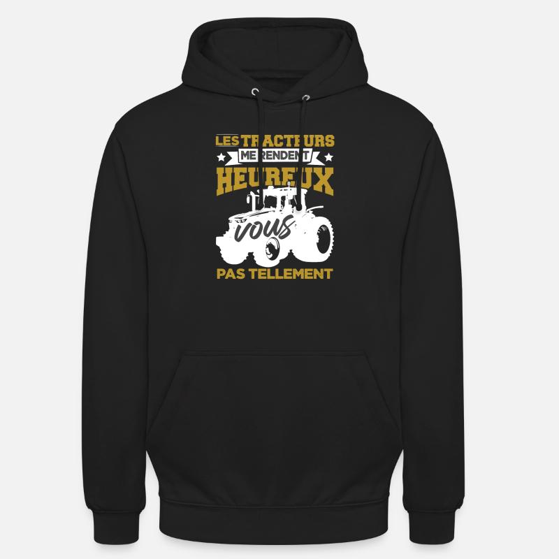 Les Tracteurs Me Rendent Heureux - Sweat-shirt à capuche unisexe - noir
