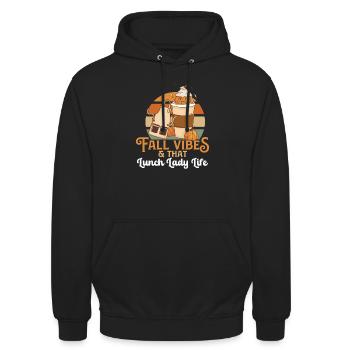 Fall Vibes That Lunch Lady Fall Leaves Cafeteria - Unisex Hoodie - Schwarz - Vorne - Alina (178cm) & Michal (187cm)