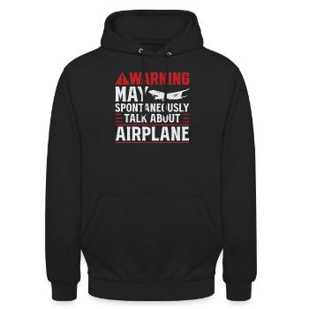 Avertissement peut spontanément parler d’avions - Sweat-shirt à capuche unisexe - noir - Devant - Alina (178cm) & Michal (187cm)