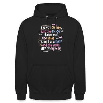 Ich bin nicht ungeschickt, wenn ich Frauen sage - Unisex Hoodie - Schwarz - Vorne - Alina (178cm) & Michal (187cm)