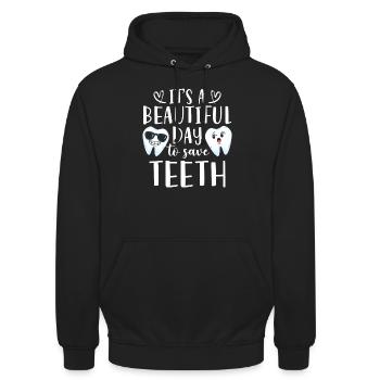 C’est une belle journée pour sauver les dents du dentiste - Sweat-shirt à capuche unisexe - noir - Devant - Alina (178cm) & Michal (187cm)