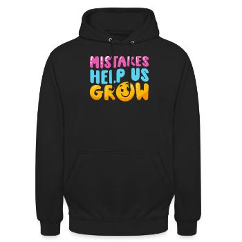 Les erreurs nous aident à développer la citation motivationnelle - Sweat-shirt à capuche unisexe - noir - Devant - Alina (178cm) & Michal (187cm)
