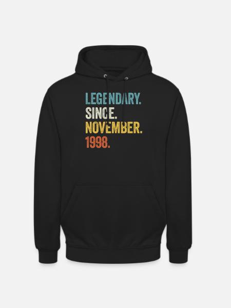 25 Years Legendary November 1998 25th Birthday - Unisex Hoodie - black