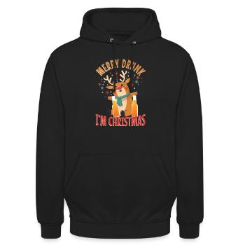 Merry Drunk Im Christmas - Unisex Hoodie - Schwarz - Vorne - Alina (178cm) & Michal (187cm)