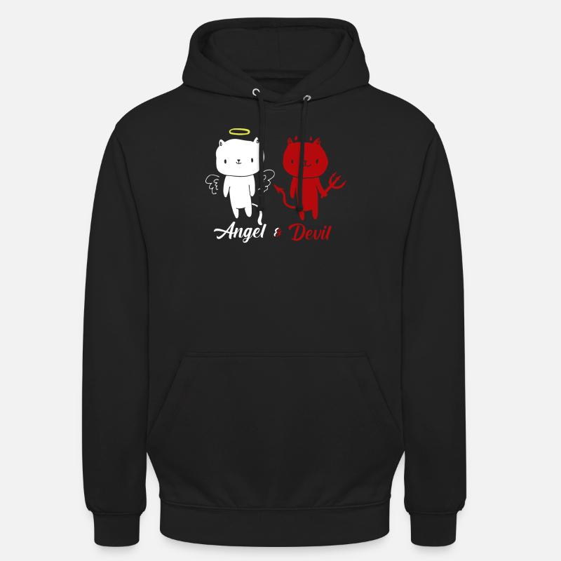 Ange et diable chat T-shirt - Sweat-shirt à capuche unisexe - noir