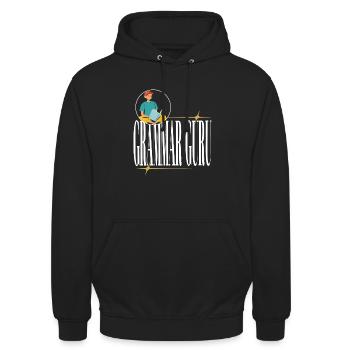 Grammar Guru Teacher Gift School - Unisex Hoodie - black - Front - Alina (178cm) & Michal (187cm)