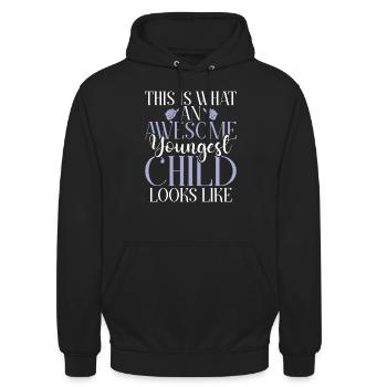 Cadeau enfant le plus jeune - Sweat-shirt à capuche unisexe - noir - Devant - Alina (178cm) & Michal (187cm)