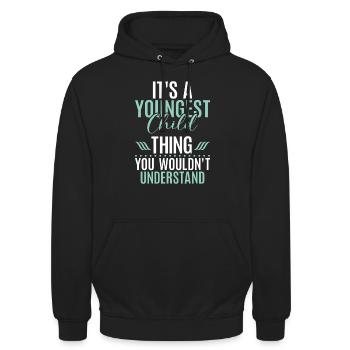 Cadeau enfant le plus jeune - Sweat-shirt à capuche unisexe - noir - Devant - Alina (178cm) & Michal (187cm)