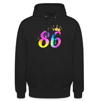 86. Geburtstag Geschenkidee Für 86 Jahre Alt - Unisex Hoodie - Schwarz - Vorne - Alina (178cm) & Michal (187cm)