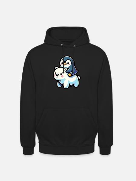 Niedlicher Pinguin und Eisbär Geschenk - Unisex Hoodie - Schwarz