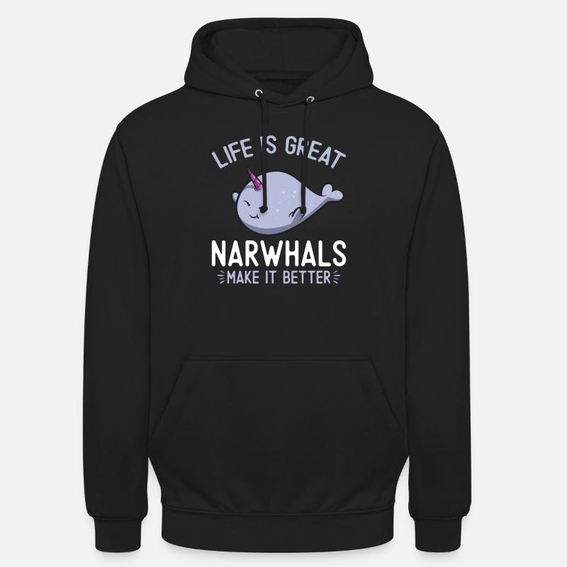 Narwal Einhornwal - Unisex Hoodie - Schwarz