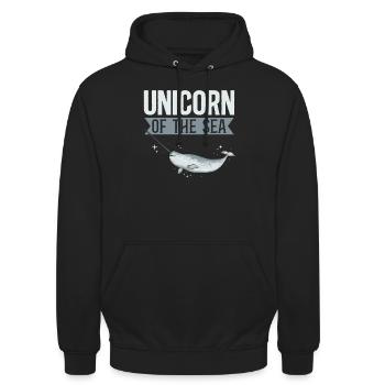 Narval Licorne Baleine - Sweat-shirt à capuche unisexe - noir - Devant - Alina (178cm) & Michal (187cm)
