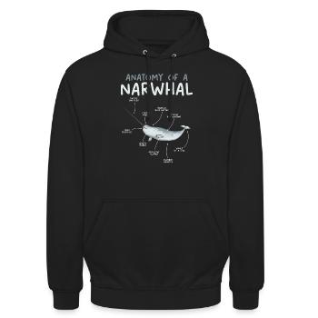 Narval Licorne Baleine - Sweat-shirt à capuche unisexe - noir - Devant - Alina (178cm) & Michal (187cm)