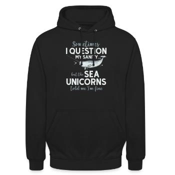 Narval Licorne Baleine - Sweat-shirt à capuche unisexe - noir - Devant - Alina (178cm) & Michal (187cm)