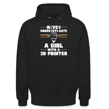 3D Drucker 3D Druck - Unisex Hoodie - Schwarz - Vorne - Alina (178cm) & Michal (187cm)