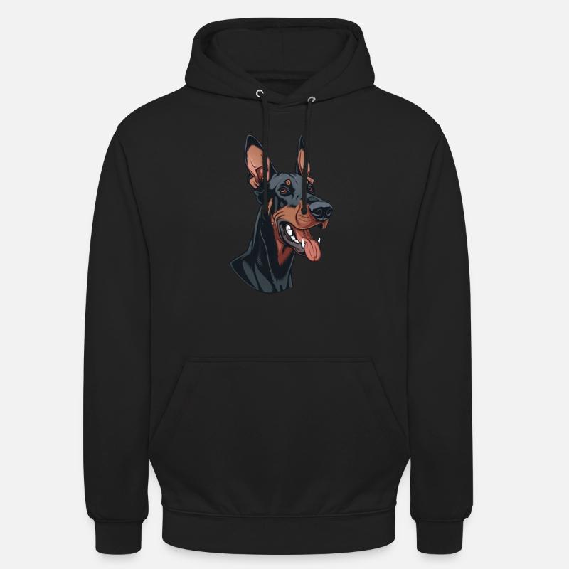 Doberman Illustration de dessin animé - Sweat-shirt à capuche unisexe - noir