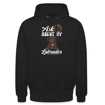 Schoko Brauner Labrador Retriever Hund - Unisex Hoodie - Schwarz - Vorne - Alina (178cm) & Michal (187cm)