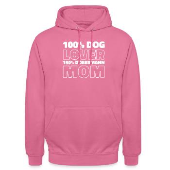 Doberman - Sweat-shirt à capuche unisexe - rose - Devant - Alina (178cm) & Michal (187cm)