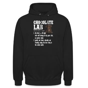 Schoko Brauner Labrador Retriever Hund - Unisex Hoodie - Schwarz - Vorne - Alina (178cm) & Michal (187cm)