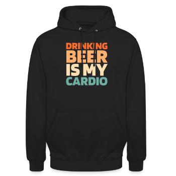 Beer Beer Lover Funny Cardio Quote - Unisex Hoodie - black - Front - Alina (178cm) & Michal (187cm)