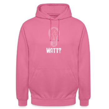 Elektriker: WATT? Humor und Handwerk vereint - Unisex Hoodie - Pink - Vorne - Alina (178cm) & Michal (187cm)