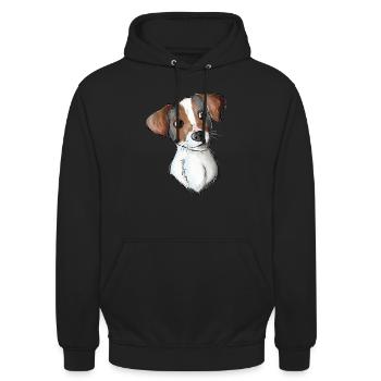 Jack Russell Pattern - Unisex Hoodie - Schwarz - Vorne - Alina (178cm) & Michal (187cm)