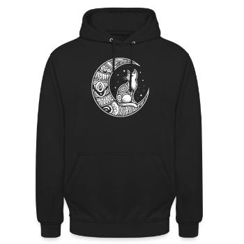 Phases de lune tribales de chat - Sweat-shirt à capuche unisexe - noir - Devant - Alina (178cm) & Michal (187cm)