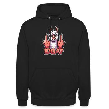 Lama Llama Es Ist Mir Scheißegal Idgaf - Unisex Hoodie - Schwarz - Vorne - Alina (178cm) & Michal (187cm)
