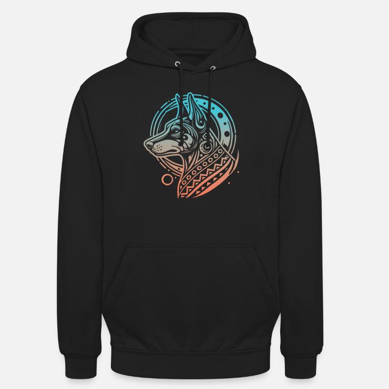 Dobermann Stammes Moon Phases - Unisex Hoodie - Schwarz