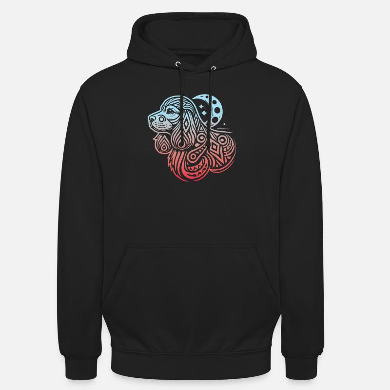 Cocker Spaniel Stammes Moon Phases - Unisex Hoodie - Schwarz