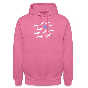 Gegen den Strom Individualität und Stil Hunde - Unisex Hoodie - Pink - Vorne - Alina (178cm) & Michal (187cm)