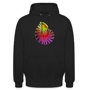 Muschel lila gruen schwarz - Unisex Hoodie - Schwarz - Vorne - Alina (178cm) & Michal (187cm)