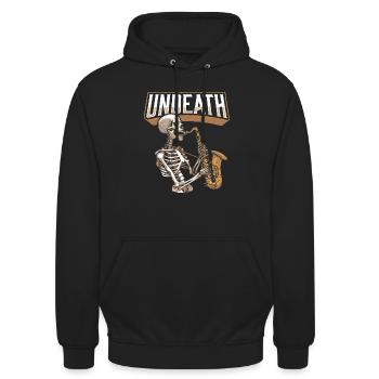 Saxophone Saxophone Skeleton Undeath - Unisex Hoodie - black - Front - Alina (178cm) & Michal (187cm)