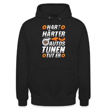 Schrauber Tuning Tuner - Unisex Hoodie - Schwarz - Vorne - Alina (178cm) & Michal (187cm)