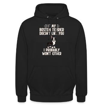 Cadeaux Boston Terrier - Sweat-shirt à capuche unisexe - noir - Devant - Alina (178cm) & Michal (187cm)