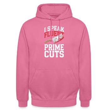 Fleischer Metzger Schlachter - Unisex Hoodie - Pink - Vorne - Alina (178cm) & Michal (187cm)