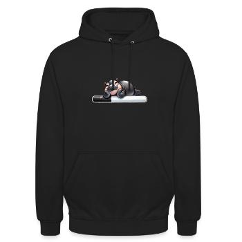 Hippopotame paresseux Barre de chargement Humour - Sweat-shirt à capuche unisexe - noir - Devant - Alina (178cm) & Michal (187cm)