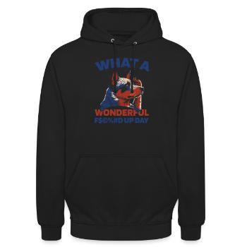 Australischer Rinderhund Fucked Up Day - Unisex Hoodie - Schwarz - Vorne - Alina (178cm) & Michal (187cm)