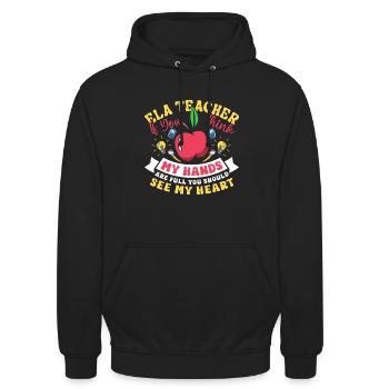 Funny English School Teacher - Unisex Hoodie - Schwarz - Vorne - Alina (178cm) & Michal (187cm)