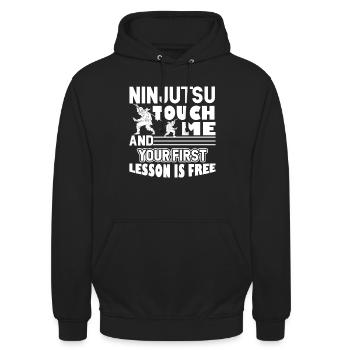 Ninjutsu First Ninjutsu Lesson Is Free - Unisex Hoodie - black - Front - Alina (178cm) & Michal (187cm)