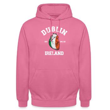 Dublin Love - Irischer Herzschlag - Unisex Hoodie - Pink - Vorne - Alina (178cm) & Michal (187cm)