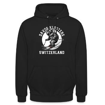 Davos Klosters Ski Resort Schweizer Alpen Souvenir - Unisex Hoodie - Schwarz - Vorne - Alina (178cm) & Michal (187cm)