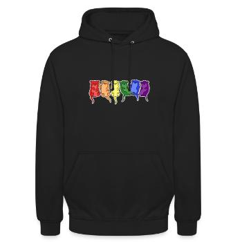 LGBT+ Flagge Otter Design für LGBT+ Menschen - Unisex Hoodie - Schwarz - Vorne - Alina (178cm) & Michal (187cm)