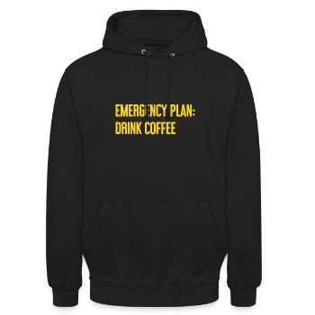 Kaffee-Notfallplan - Unisex Hoodie - Schwarz - Vorne - Alina (178cm) & Michal (187cm)