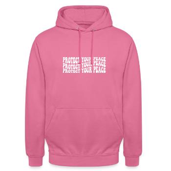 Protégez votre paix Auto-amour Citation inspirante - Sweat-shirt à capuche unisexe - rose - Devant - Alina (178cm) & Michal (187cm)
