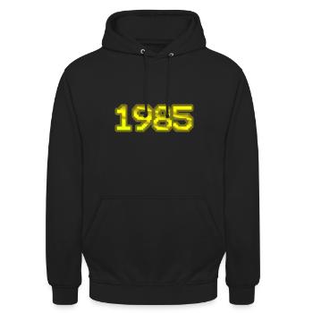 Nerd 1985 - Unisex Hoodie - Schwarz - Vorne - Alina (178cm) & Michal (187cm)